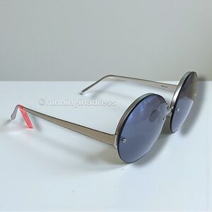Linda Farrow Oversized Round Rimless Sunglasses White Gold Matte Black  LFL3130